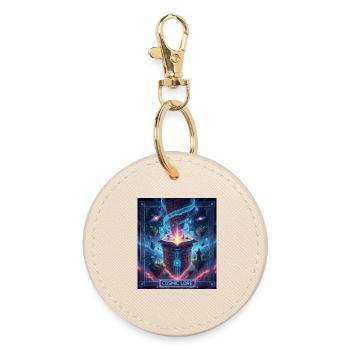 Cosmic Lore and Enchanted Book - Round Keyring - oyster - Front