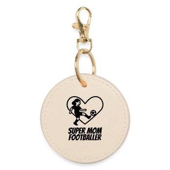 Super Maman Footballeuse – Heart Design - Porte-clés rond - huître - Devant