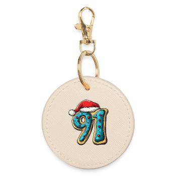 91 Number Cookie Christmas - Round Keyring - oyster - Front