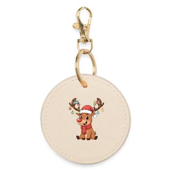 Ambiance mignonne de dessin animé de renne de Noël - Porte-clés rond - huître - Devant