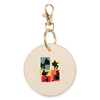 Music Silhouettes Collage - Round Keyring - oyster - Front