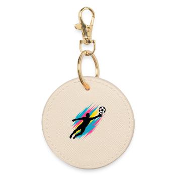 Neon Torwart Flug, Fußballfan Geschenk, bunt - Runder Schlüsselanhänger - Auster - Vorne