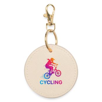 Gradient Cyclist Silhouette - Runder Schlüsselanhänger - Auster - Vorne