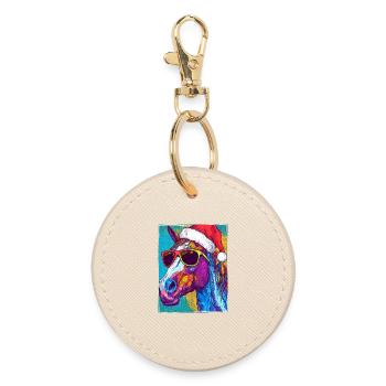 Portrait de Noël de cheval - Porte-clés rond - huître - Devant