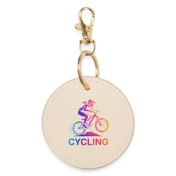 Mädchen Radfahrerin auf dem Mountainbike - Runder Schlüsselanhänger - Auster - Vorne