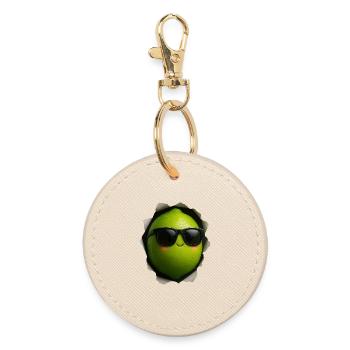 Limette mit Sonnenbrille Maskottchen - Runder Schlüsselanhänger - Auster - Vorne