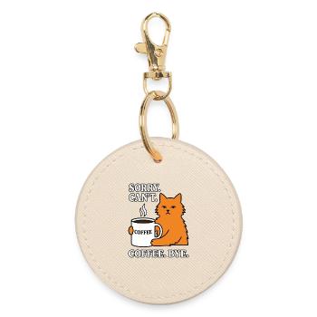 Désolé, je ne peux pas prendre de café. Au revoir. Chat drôle - Porte-clés rond - huître - Devant