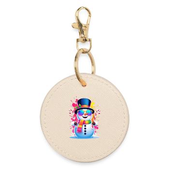 Neon snowman in winter magic - Round Keyring - oyster - Front
