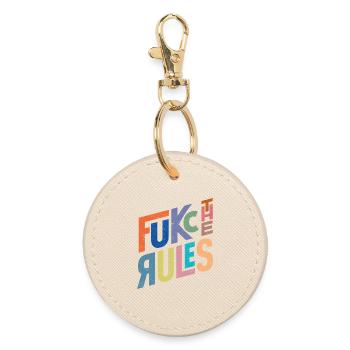 Rules are there to be broken - Round Keyring - oyster - Front