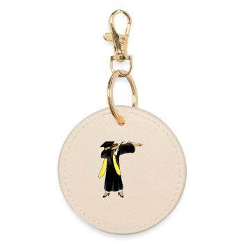 Dabbing Graduation Girl Diploma Funny High School  - Round Keyring - oyster - Front