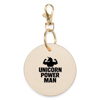 Unicorn Power Man Mythic Strength Logo - Runder Schlüsselanhänger - Auster - Vorne