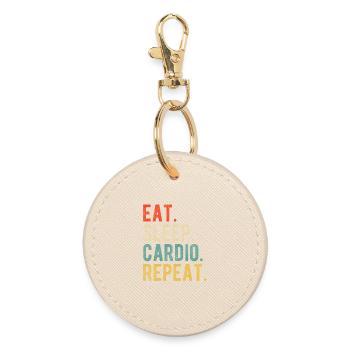 Eat Sleep Cardio Repeat Trainingsmotto Retro - Runder Schlüsselanhänger - Auster - Vorne