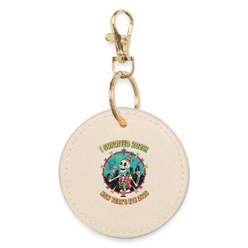 I Survived 2025 New Year's Eve 2026 Skeleton Party - Round Keyring - oyster - Front