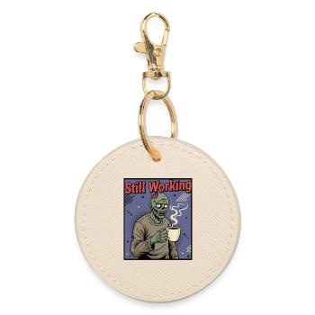 Still Working Zombie Coffee - Round Keyring - oyster - Front