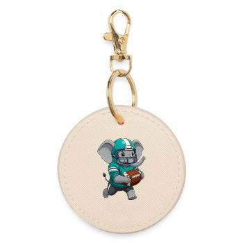 Cute Elephant Football Game Day Design - Round Keyring - oyster - Front