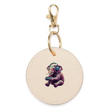 Jeux d’éléphants Jeux vidéo d’animaux Éléphant drôle - Porte-clés rond - huître - Devant