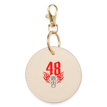 48 Racing Number – Motorsport Leidenschaft - Runder Schlüsselanhänger - Auster - Vorne