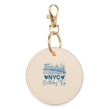 NYC Birthday Trip - Round Keyring - oyster - Front