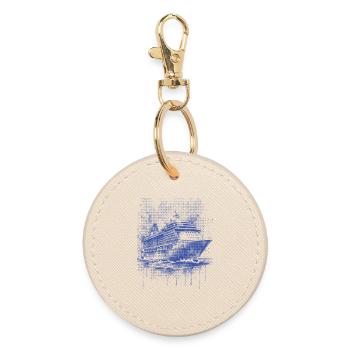 cruise ship - Ocean travel design - Round Keyring - oyster - Front