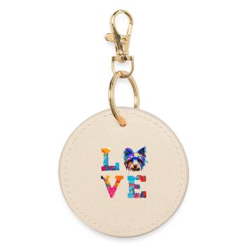 Yorkshire Terrier Colorful Paint Dog Dad Dog Mom - Round Keyring - oyster - Front