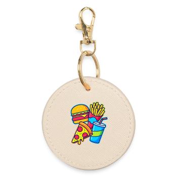 Fast Food Combo Illustration - Round Keyring - oyster - Front