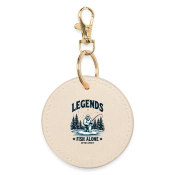 Legends Fish Alone Bigfoot Sasquatch Retro Style - Runder Schlüsselanhänger - Auster - Vorne