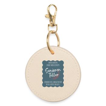 Senior Plate – Funny Saying for Seniors - Round Keyring - oyster - Front