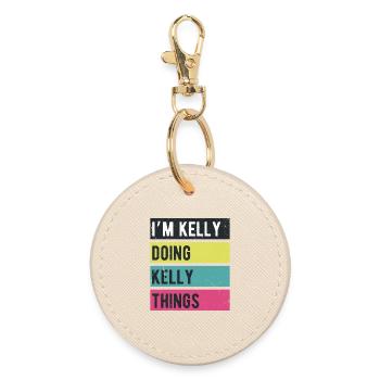 I’m Kelly Doing Kelly Things Retro Colors - Runder Schlüsselanhänger - Auster - Vorne