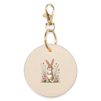 Le lapin dans le jardin de roses - Porte-clés rond - huître - Devant