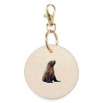 Seal Animal Sea Lion - Round Keyring - oyster - Front