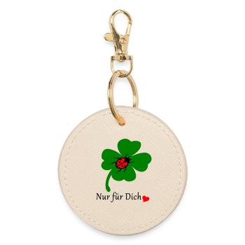 Shamrock with ladybug - Round Keyring - oyster - Front