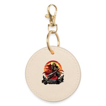 Otaku Samurai Warrior Japan Katana Design - Round Keyring - oyster - Front