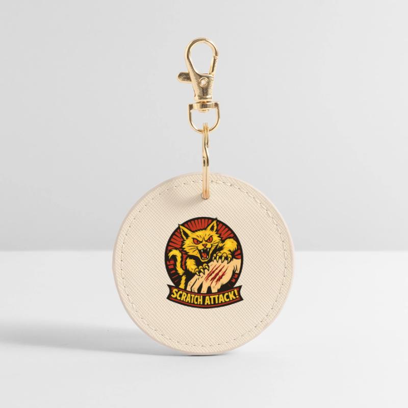 Scratch Attack Angry Cat Claw Design Round Keyring