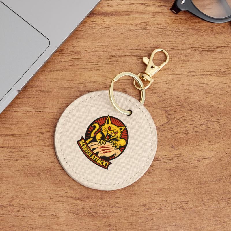 Scratch Attack Angry Cat Claw Design Round Keyring