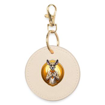 Heart Dog in Medallion - Round Keyring - oyster - Front