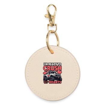 Monster Truck Crushing 67 Hearts Valentine  - Round Keyring - oyster - Front