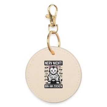 Nerve Not I'm Gambling Gamer Cat Design - Round Keyring - oyster - Front