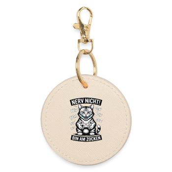 Nerve Not I'm Gambling Gamer Cat Design - Round Keyring - oyster - Front