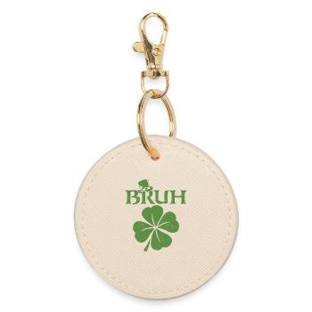 Bruh St Patrick’s Irish Shamrock - Round Keyring - oyster - Front