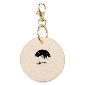 Mountain Biker Sketch - Round Keyring - oyster - Front