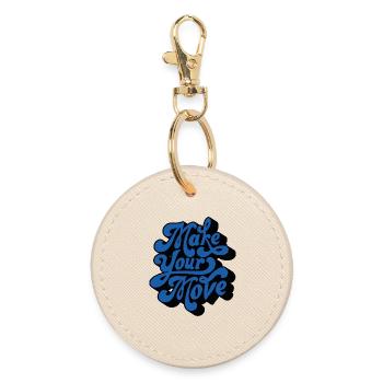 Make Your Move – Retro Style - Round Keyring - oyster - Front