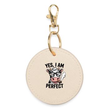  Yes I Am Perfect Lustige Kuh Mit Brille Und - Porte-clés rond - huître - Devant