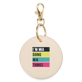 Je suis Mia qui fait des choses rétro Colors - Porte-clés rond - huître - Devant