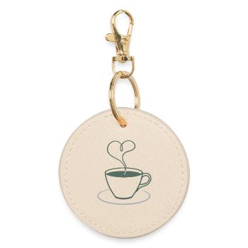 Herzdampf Kaffee Illustration - Runder Schlüsselanhänger - Auster - Vorne
