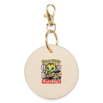 Kawaii Kite | Ramen | Noodle soup | Fast Food - Round Keyring - oyster - Front