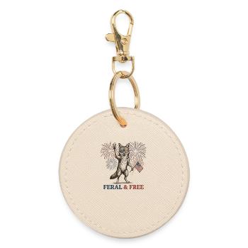 Wild and Free Coyote – Funny Patriotic - Round Keyring - oyster - Front