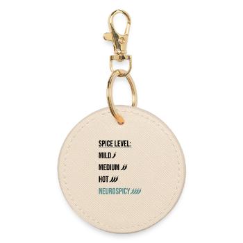 Spice Level Neurospicy - Neurodivergent Humor - Round Keyring - oyster - Front