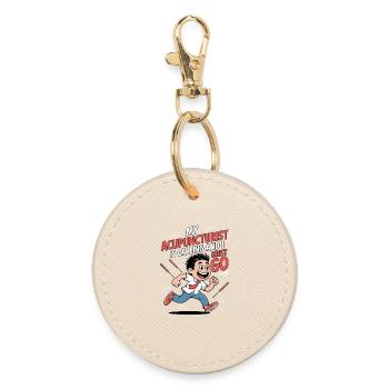Acupuncture Chinese Medicine Health - Round Keyring - oyster - Front