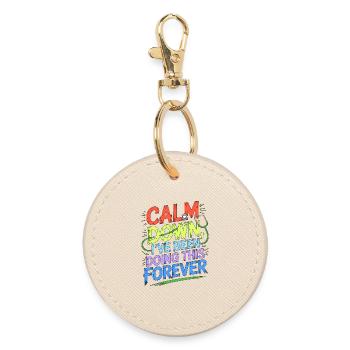 Veteran Nurse Calm Down I've Been Service Nurse - Round Keyring - oyster - Front