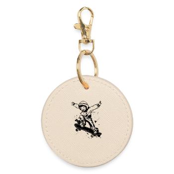 Skateboarder Boy - Round Keyring - oyster - Front
